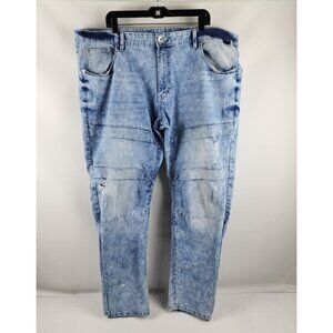 Southpole Vtg Y2K Loose Stretch Baggy Jean 44x32 Blue Distressed Altered Leg